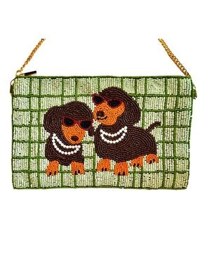 Dachshund Crossbody Mini Bag, Doxie Beaded Bag, Dog Lily Posh
